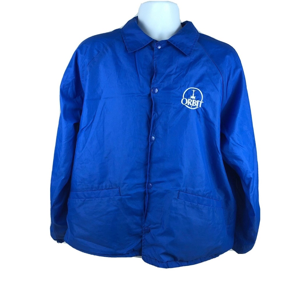 Orbit Aviation Employees Vintage 80s Satin Jacket Airplane Jet USA Large